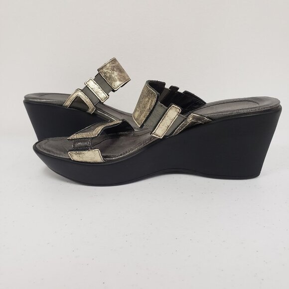 Naot Womens Metallic Wedge Sandals Size US 8.5 EU 39 Slip On Boho Festival Club - Picture 4 of 12